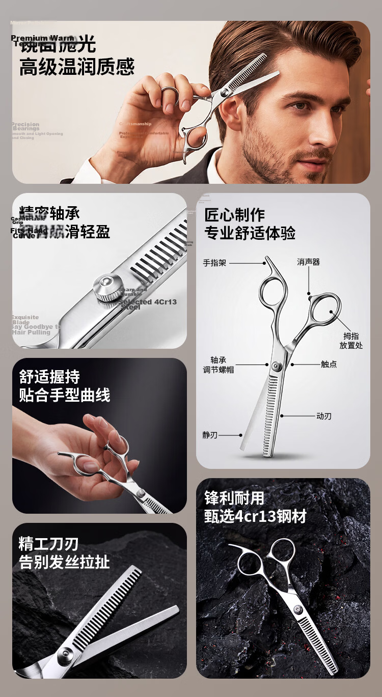 RTICS Professional Hairdressing Scissors Hair Cutting Thinning Bangs Texturizing Salon Home Use 2