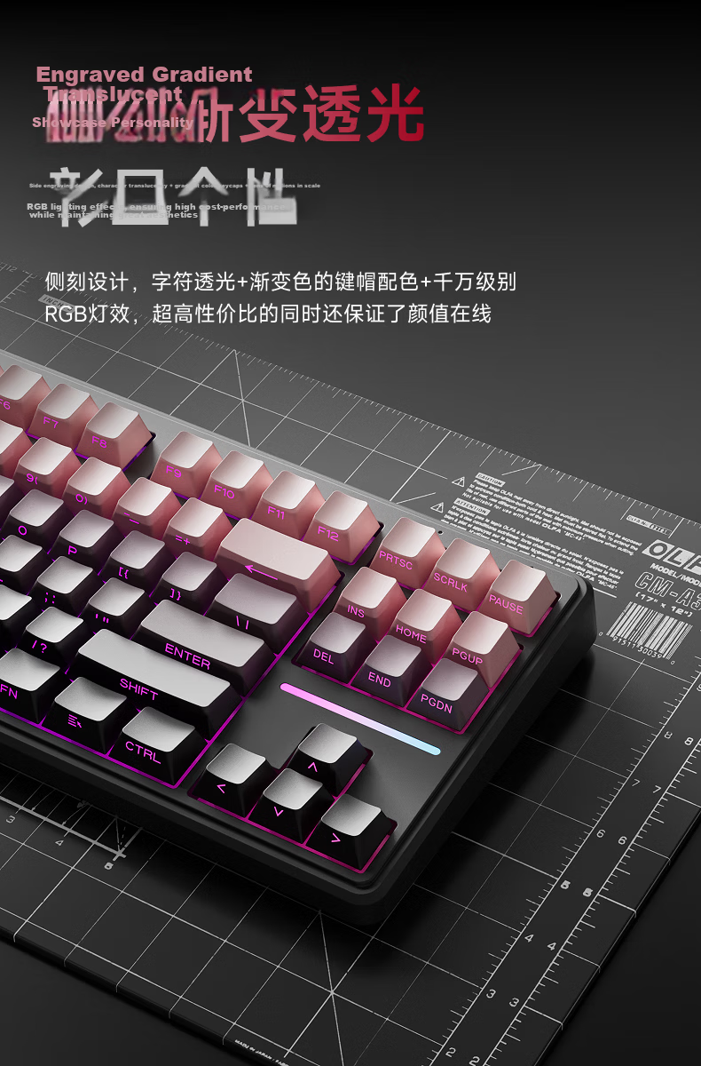 EWEADN V80 Wired Silent Mechanical Feel Gradient Side-Printed Portable 87-Key RGB Backlit Keyboard for Girls Office Laptop Gaming Esports Peripheral 2