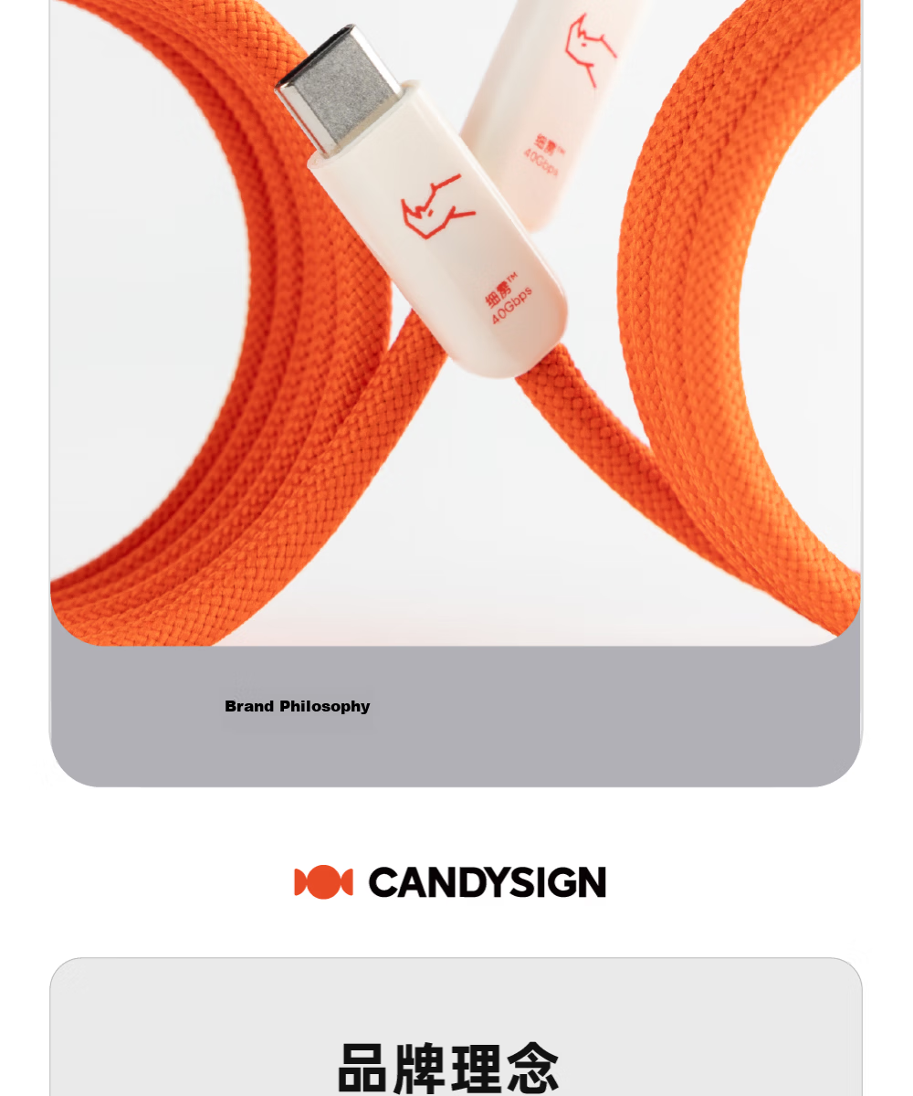 CANDYSIGN Sugar Factory Thunderbolt 4 USB4 Full-Function 240W Fast Charging Type-C Cable for Apple iPhone 17/16 Slim 8K Video Casting Fast Charging Thunderbolt Cable 19