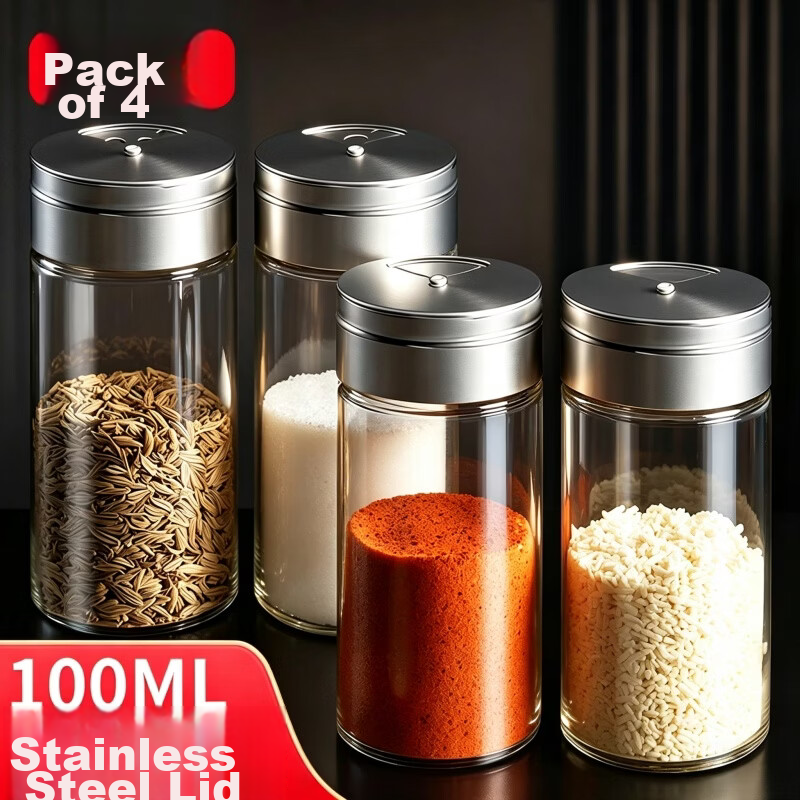 Mengtin Spice Jars Salt Container Seasoning Bottles Kitchen Household Moisture-Proof Insect-Proof Seasoning Bottles Set of 4
