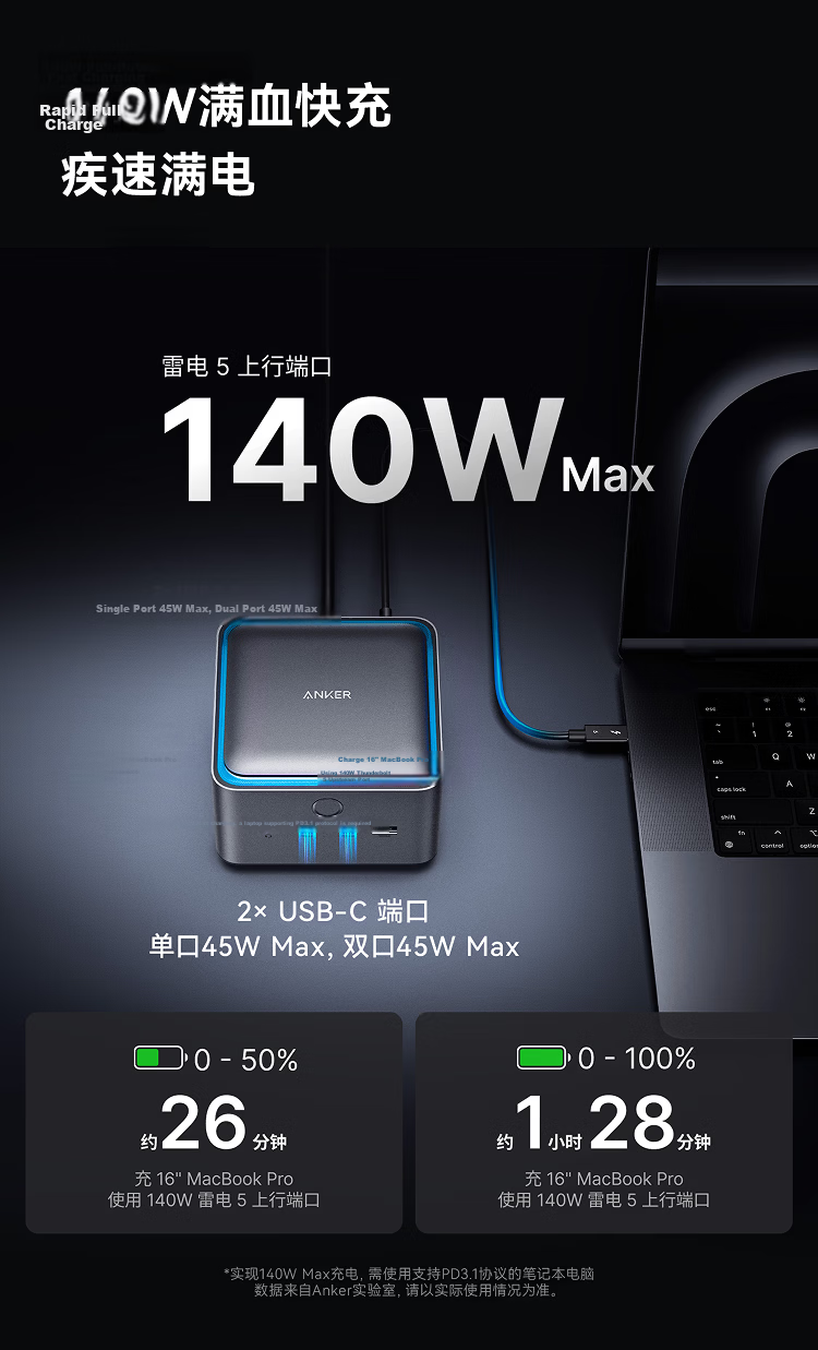 ANKER Prime TB5 Intel Certified Thunderbolt 5 Dock Dual 8K Triple Display Multi-Display Dock PD Fast Charging 120Gbps 2.5G Ethernet for Mac M5/Windows 10
