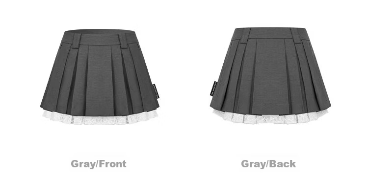 ANN ANDELMAN Lace Splice Blazer Fabric Double-Layer Pleated Skirt Stylish Black Elegant Versatile Skirt Black S 12