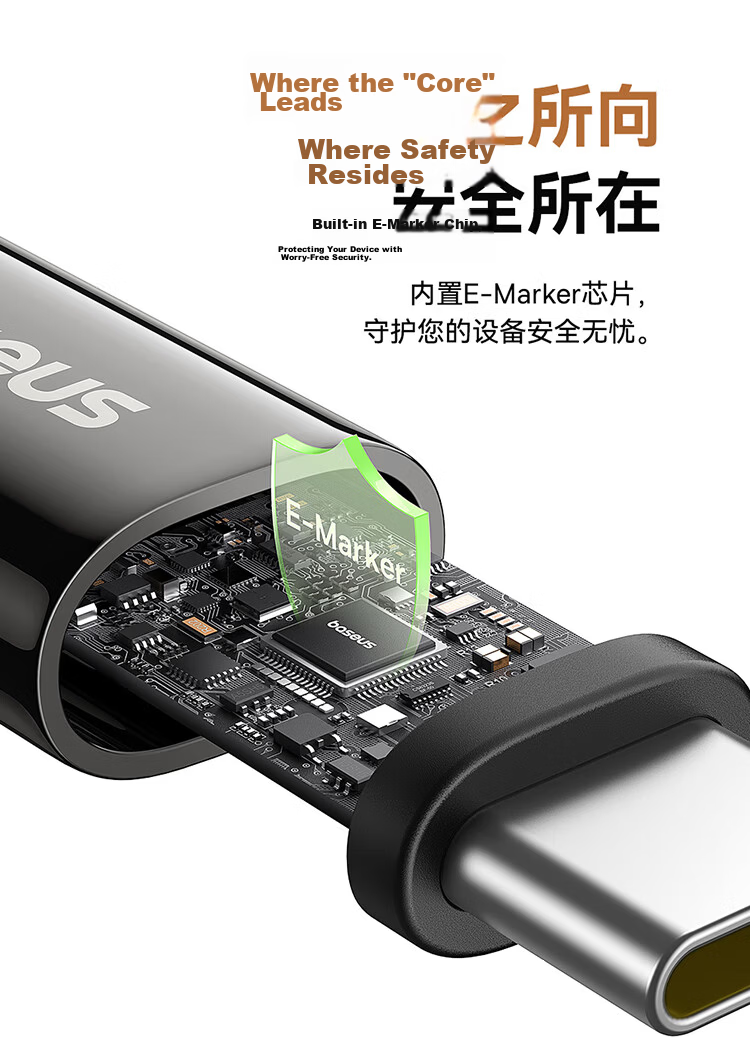 Baseus Apple 15/16/17 Magnetic Type-C Data Cable Dual C 100W Fast Charging Car Mount Cable for iPhone 17/16/15 Huawei Xiaomi Phones iPad 14