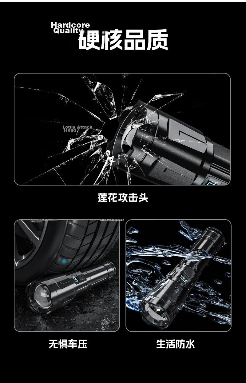 Xiaoyeren Super Bright Flashlight Ultra-Long Battery Life Outdoor Mountaineering Hiking Military Patrol Portable Rechargeable Home Use 14