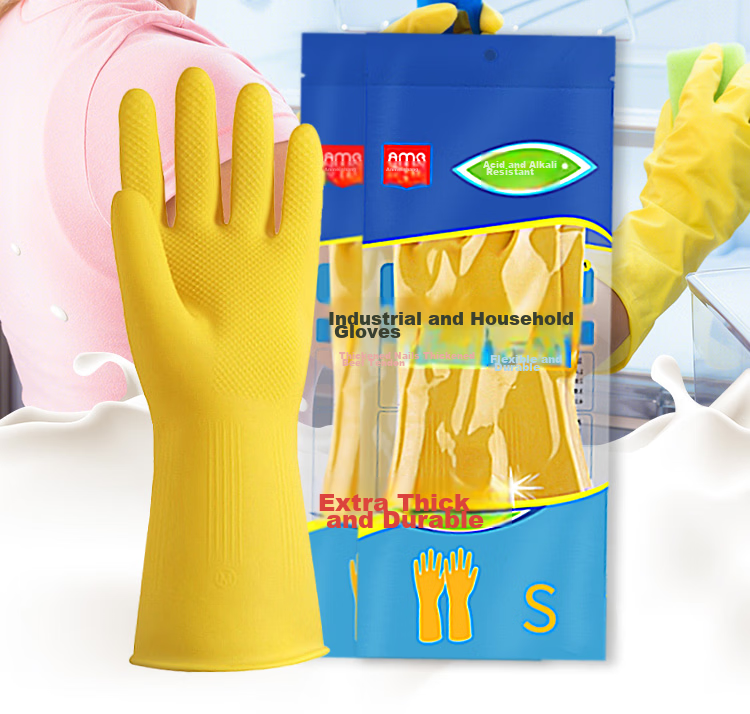 Ams Thick Cowhide Latex Gloves, 10 Pairs, Size M, Protective Rubber, Acid And Alkali Resistant, Oil And Water Proof, Wear-Resistant, Industrial Cleaning Work Hygiene Sanitation Protective Non-Slip Special Gloves A538 4
