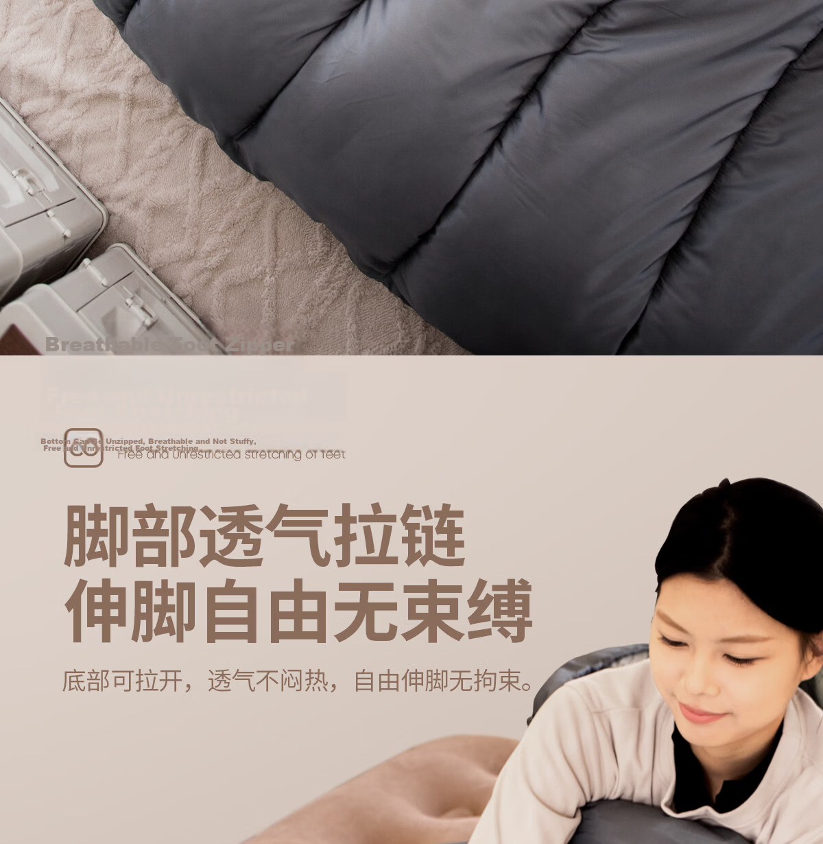 Beishanlang Outdoor Sleeping Bag Adult Winter Warm Extra Wide Envelope Cotton Sleeping Bag Camping Thickened Universal Gray -2.5 13