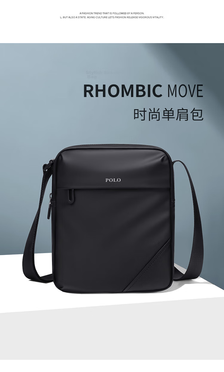 POLO Shoulder Bag for Men, Durable Crossbody Bag, Lightweight IPad Bag, Vertical Phone Bag, Sports Messenger Bag, Commuter Shoulder Bag 18