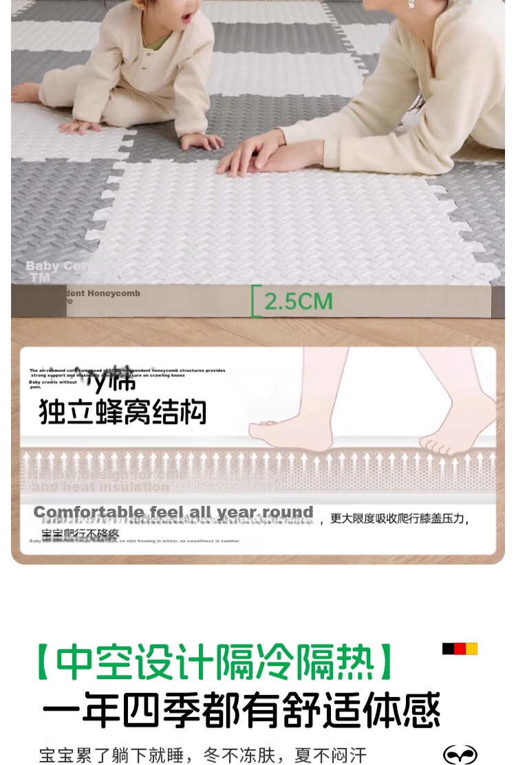 Zichen Foam Floor Mat, Baby Crawling Pad, Anti-Fall Mat, Thickened Spliced Crawling Mat, Living Room Home Use Play Mat 24