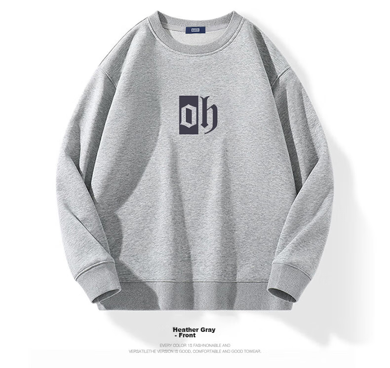 Mianzhi National Trend Brand Men's Sweatshirt, Hong Kong Style Round Neck Versatile Top, Loose Base Layer, Couple Outfit, White, 2XL 17