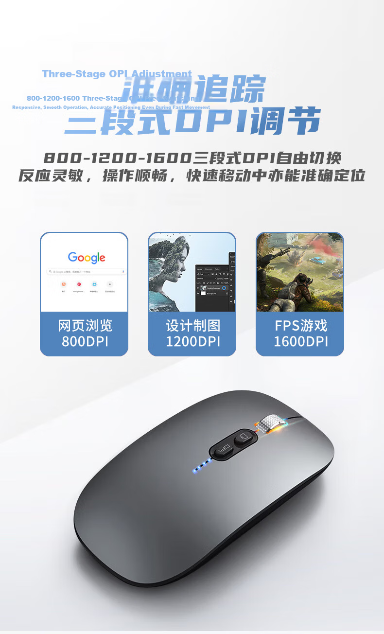 Stiger Gradient Color Wireless Bluetooth Mouse Compatible with Apple Huawei MateBook Pad Pro Laptop Tablet Desktop Office Quiet Rechargeable 10