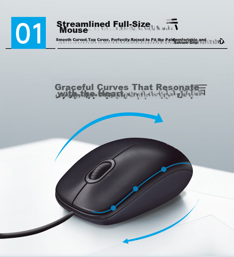 Logitech M520, Enterprise-Grade Commercial Wired Office Mouse, Quiet Operation for Home And Office Use, Compatible with Left And Right Hands, Type-C Cable, 2-Year Warranty, [Group Purchase Discount] 4