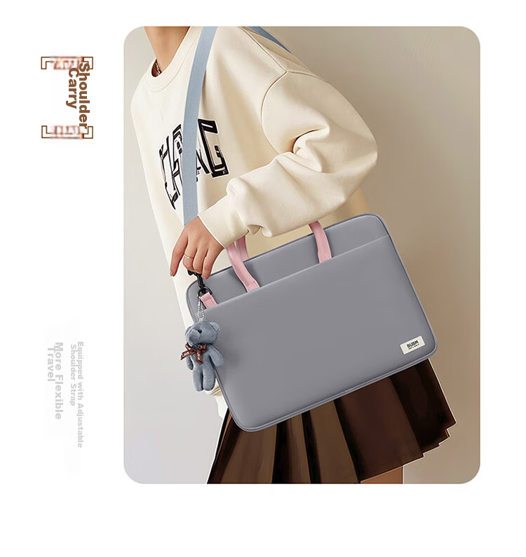 BUBM Cute Laptop Bag for Women 14 Inch, Suitable for Huawei, Lenovo Notebooks, Crossbody Apple Fashion Shoulder Bag 7