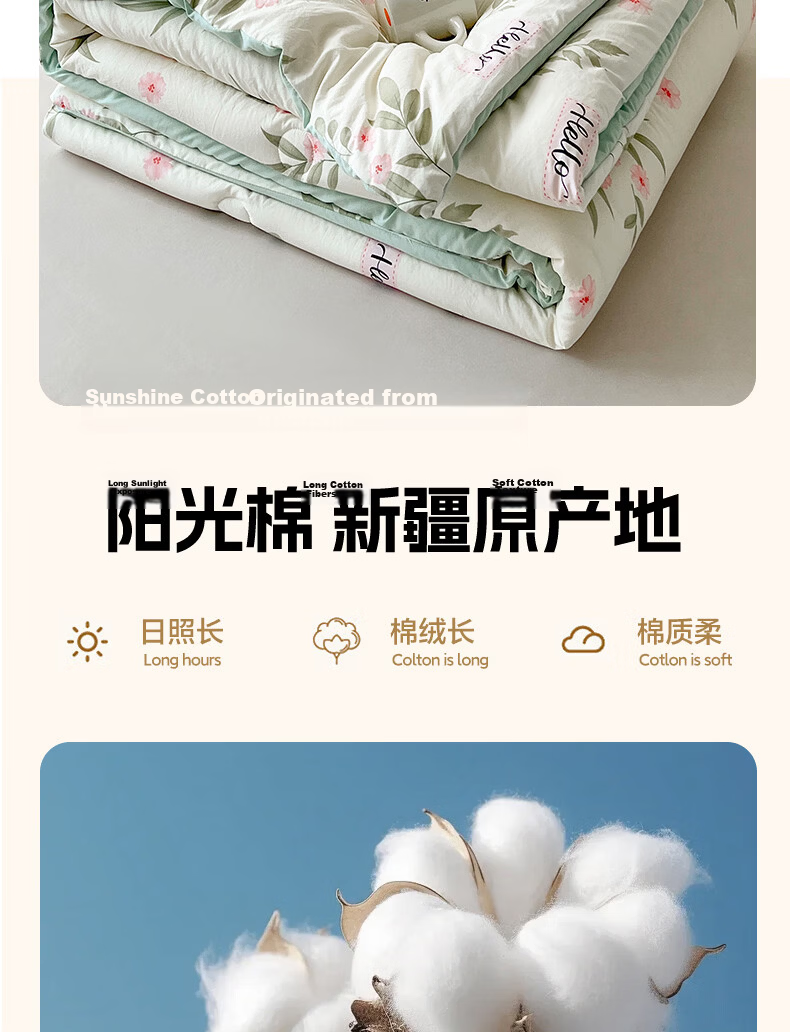 Hongdou A-Class 100% Xinjiang Cotton Quilt Single Spring Autumn Air Conditioning Quilt 1.5x2m 2 Jin 6
