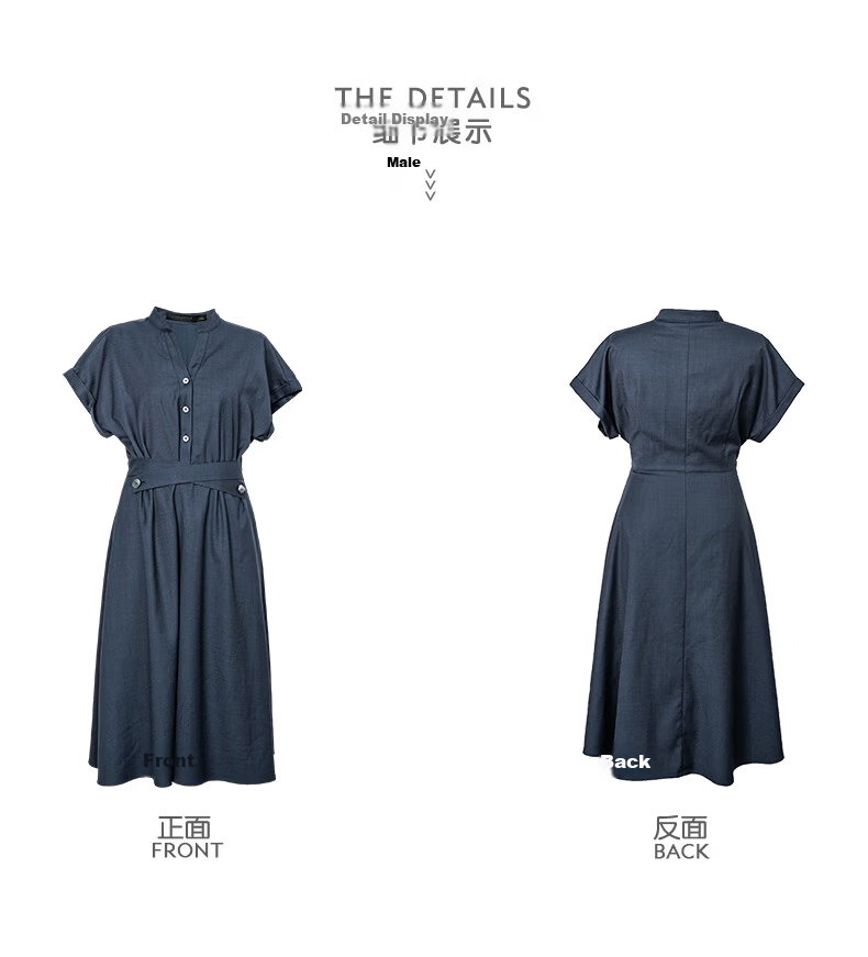 ROEYSHOUSE Women's Premium Flared Dress Summer Elegant Commuter Slim Casual Dress 10222 Dark Blue L 11