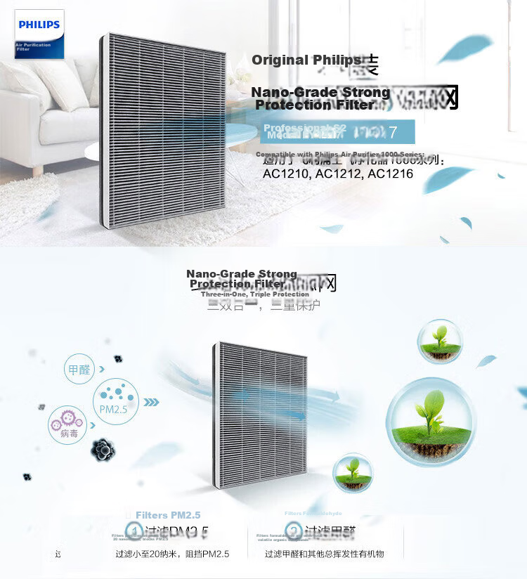 PHILIPS Air Purifier Filter Replacement FY1417/00 for AC1216/AC2726/KJ300F-B11 Official Genuine Accessory Gift 3