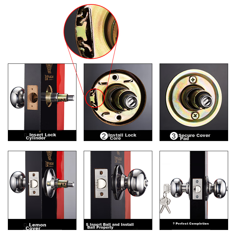 Fly.Globe Spherical Lock for Bedroom Door, 304 Stainless Steel Ball Lock FQ-5791CP(60) 14