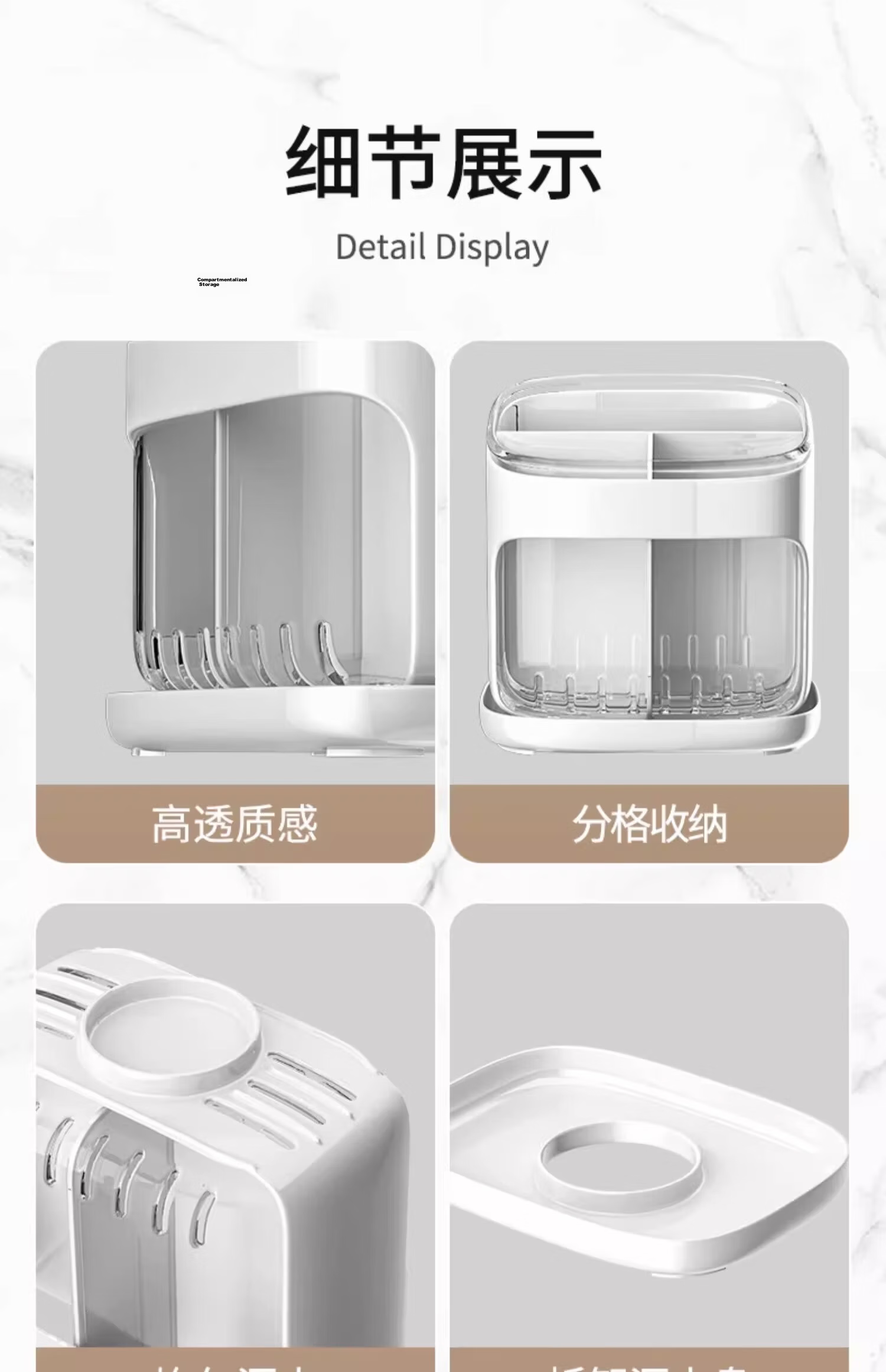 Youqin Chopsticks Holder Storage Box Kitchen Counter Spoon Cutlery Draining Rack White 19