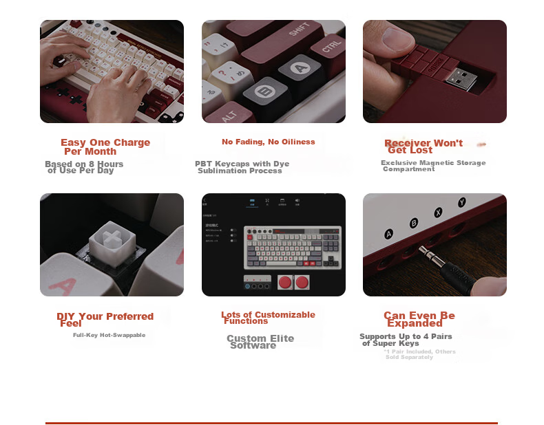 8BitDo Retro18 Digital Keyboard, Compact Mechanical Keyboard, Retro Classic Wireless Office Three-Mode Bluetooth Wired Hot-Swappable PC Computer Keyboard 7