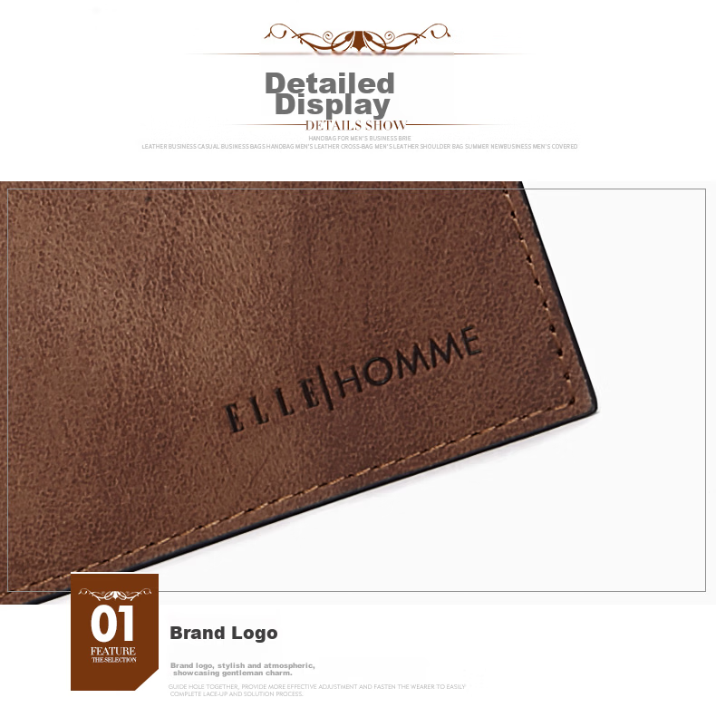 ELLE HOMME Vertical Wallet First Layer Cowhide Multi-Card Vintage Bi-Fold Card Holder 0330 Birthday Gift for Boyfriend 15