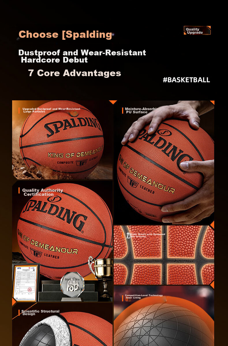 SPALDING Basketball TF Series Size 7 PU Indoor Outdoor Durable Student Adult Youth 77-176Y 7