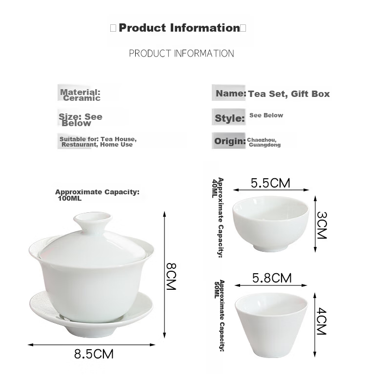 CLITON Kung Fu Tea Set Minimalist Office Home White Porcelain Teapot Tea Cups Tea Tray Fairness Cup 9-Piece Set 5