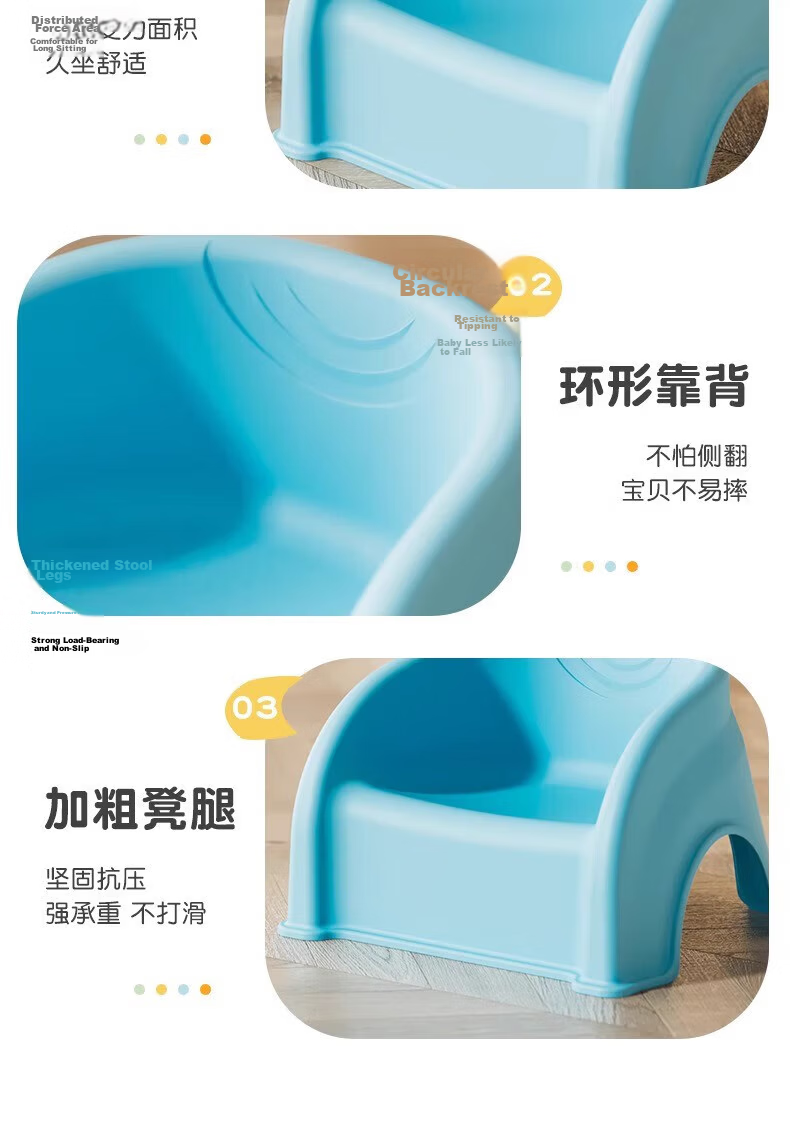 COODORA Baby Stool Infant Learning Seat Kindergarten Children's Backrest Small Chair Non-Slip Stool Bathroom Bath Stool 16