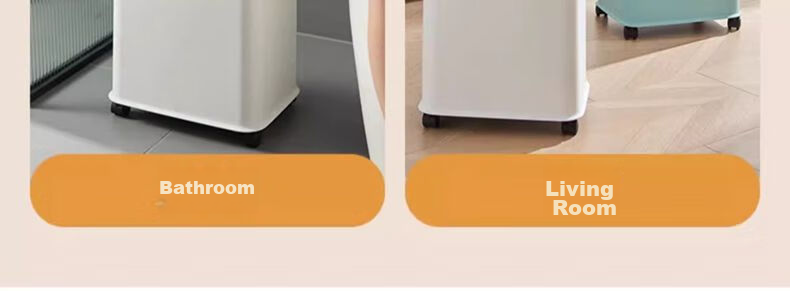 Feida Sanhe 20L White Adjustable Trash Can with Dual-Sided Lid Large Mobile Hands-Free Kitchen Living Room 17