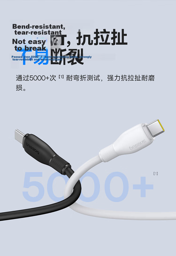 Baseus Dual-Head Type-C Charging Cable PD 100W Super Fast Charge Data Cable for Huawei Honor Xiaomi Apple iPhone 17/16/15 iPad Laptop Car Use 2m Blue 5