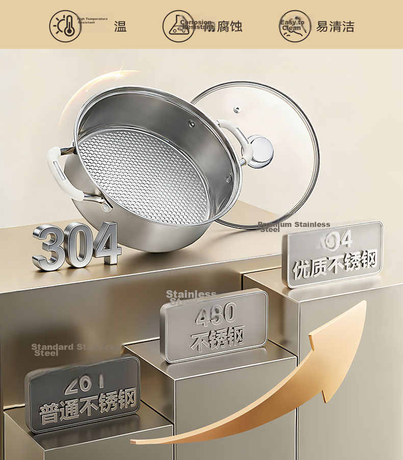 Sacon Hot Pot Dual-Flavored Pot 304 Stainless Steel Soup Pot Straight Body Anti-Scald Suitable for Open Flame and Induction Cooker 32cm 5