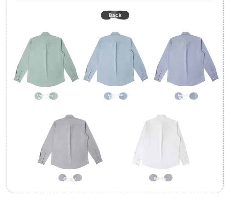 BLACKMONDAY Men's Pure Cotton Oxford Long Sleeve Shirt Wrinkle-Resistant Non-Iron Solid Color Business Casual Shirt 19