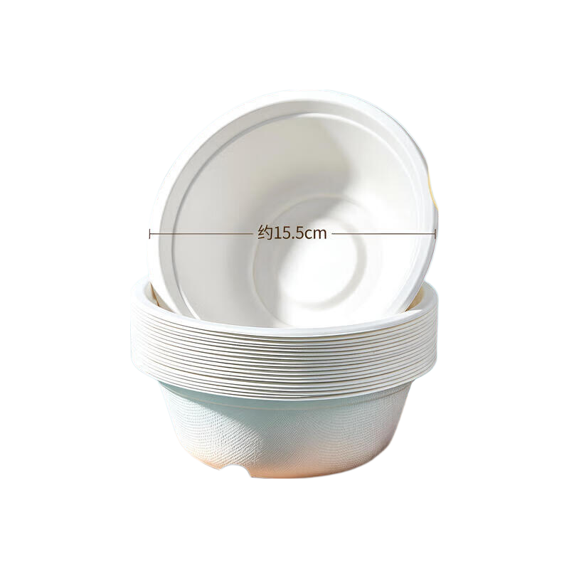 YOUAO Disposable Bowls, 500ml*30 Pieces, Biodegradable Large Thick Round Bowls for Outdoor Barbecue And Tangyuan, Tableware Supplies