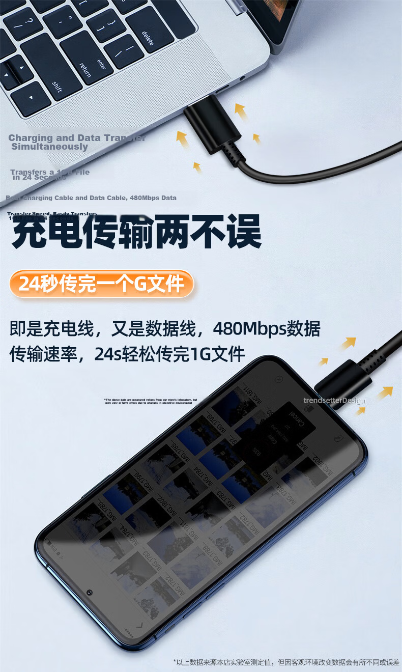Chaofan Compatible with Samsung Data Cable, Type-C Dual-Head 25W/45W Fast Charging, W25s23/s22/s21/s20/note20/+/ultra/f52 Phone Super-Fast Charging Cable 6