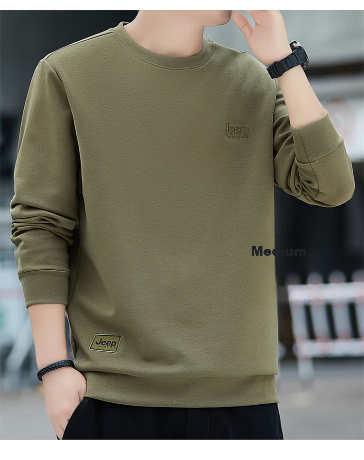 JEEP SPIRIT Men's Sweatshirt, Round Neck, Autumn And Winter Jacket, Men's Long-Sleeve T-Shirt, Loose Casual Trendy Clothing 5