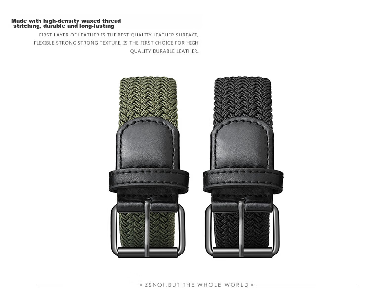 Half Cigarette Canvas Elastic Waist Belt Men No-Hole Woven Military Training Belt Gift 8