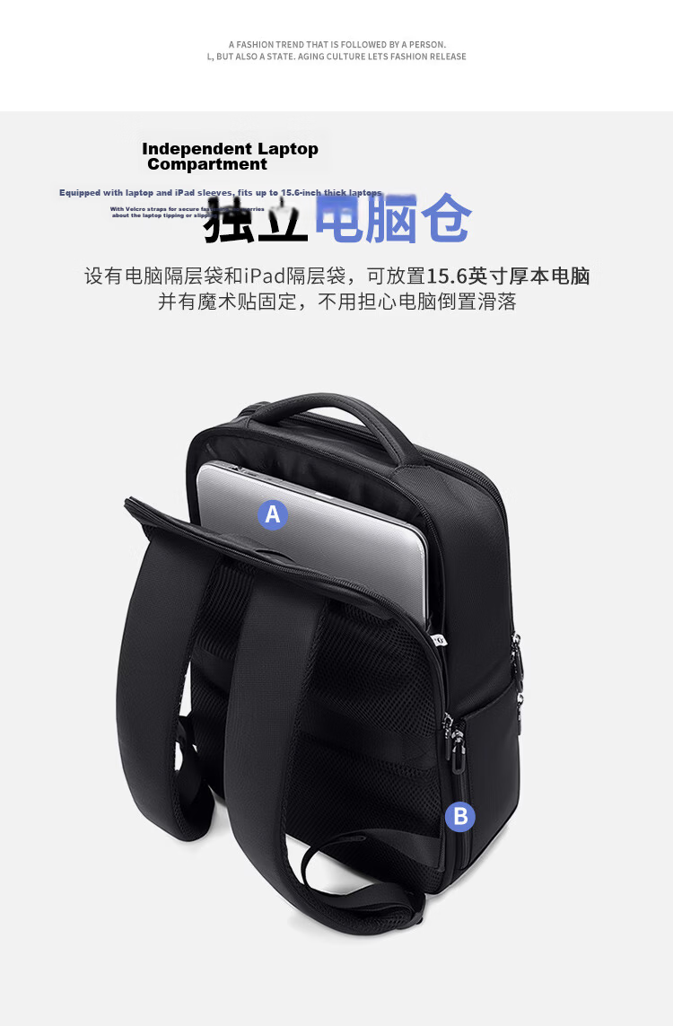POLO Men's Business Backpack 15.6/16 Inch Laptop Bag Large Capacity Commuter Travel Bag 12
