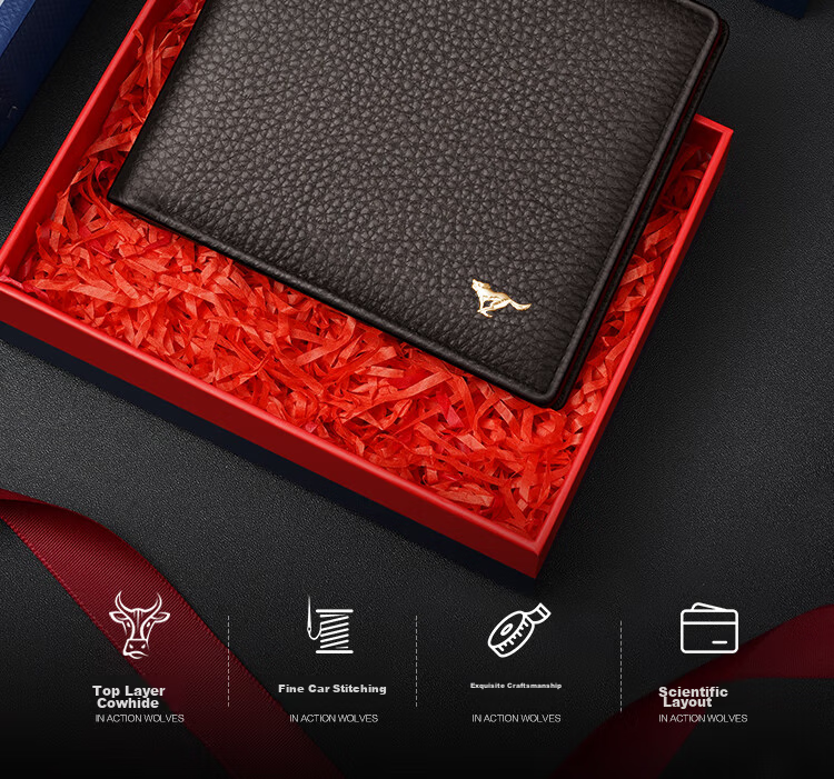 SEPTWOLVES Men's Wallet Genuine Leather Short Card Holder Birthday Gift for Dad Boyfriend Husband Practical Anniversary Present 2