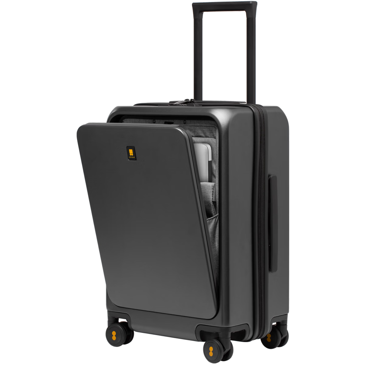 LEVEL8 20-inch Business Travel Carry-on Luggage with Front Opening, Spinner Wheels, and Combination Lock, Blue