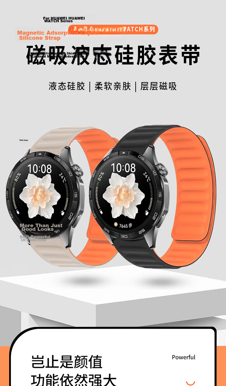 ESCASE Magnetic Silicone Watch Strap Compatible with Huawei Watch 5/4/3pro/4pro/gt2/new, Comfortable Strap for Men And Women, Universal Fit for 46/48mm Watch Face, Starlight Color 1