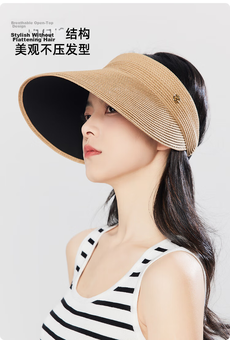 JIUMU Sun Protection Hat for Women, Sun Visor Cap, Sun Hat, Visor Cap, Straw Hat, Cool Hat, Summer Outdoor Face-Covering UV Protection Hat for Wome 9