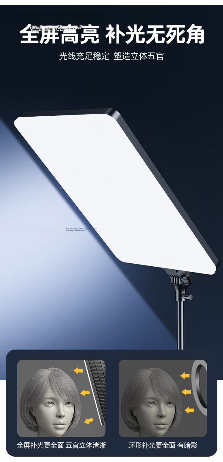 LATZZ 80W Live Streaming Fill Light LED Studio Food Lighting Indoor Photography Flat Panel Light Portrait Beauty Video Camera Desktop Jewelry Soft Light 4