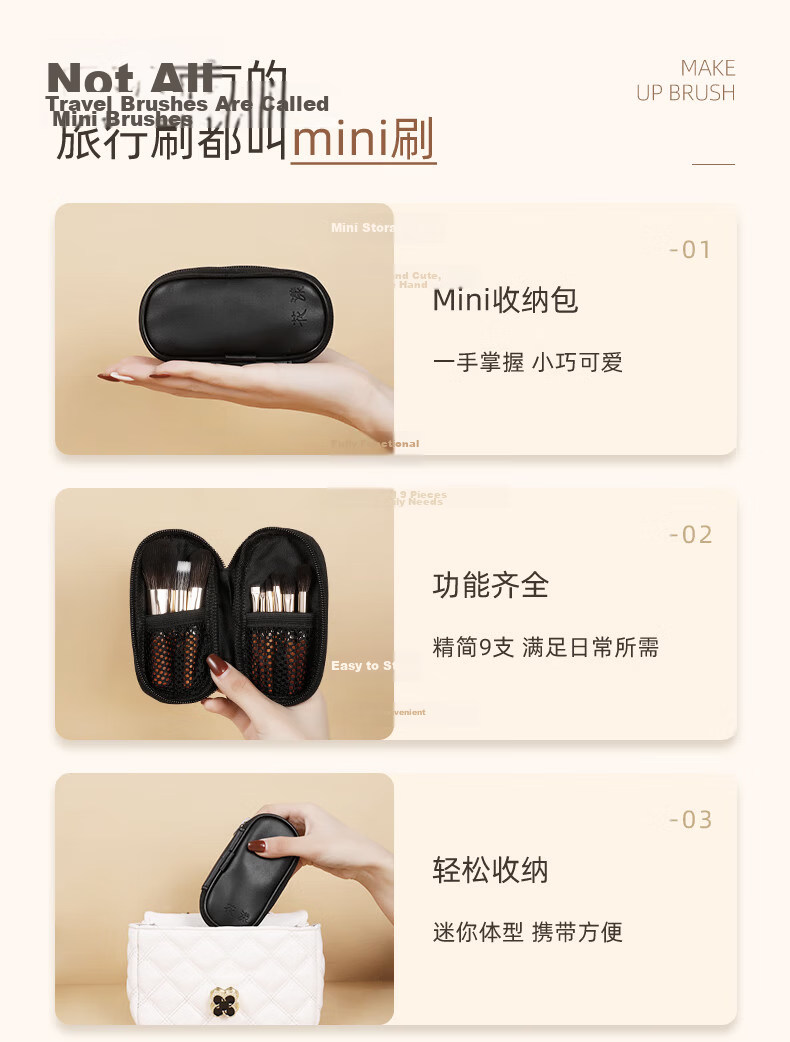 Huayang Portable Brush Set with 5 Multifunctional Brushes for Eyeshadow, Nose Shadow, Blush, And Cosmetics - Perfect for May Day Outings 3