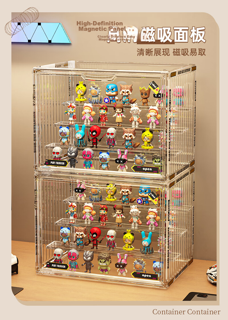 Hakkai Bird Blind Box Acrylic Display Case Labubu Figurine Display Cabinet Pop Mart Storage Box Transparent Lego Dustproof 2