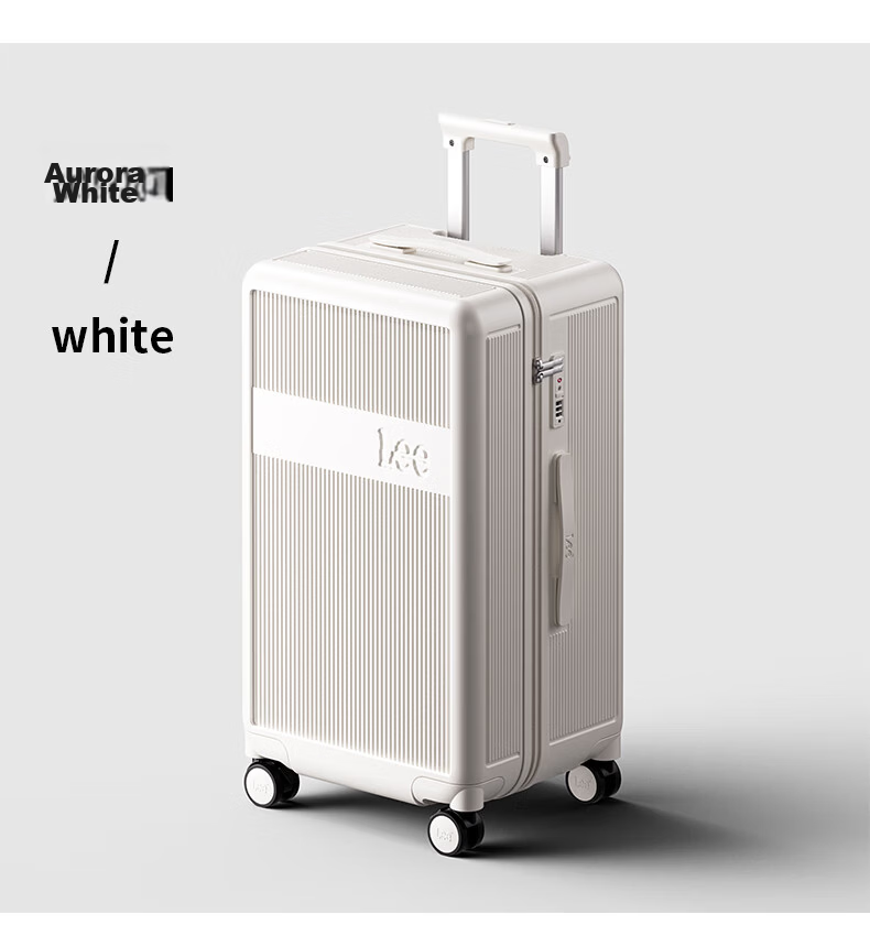 Lee High-Quality Large-Capacity Thickened Suitcase, Trolley Case, Travel Luggage, Password Lock Box, Aurora White, 28 Inches 22