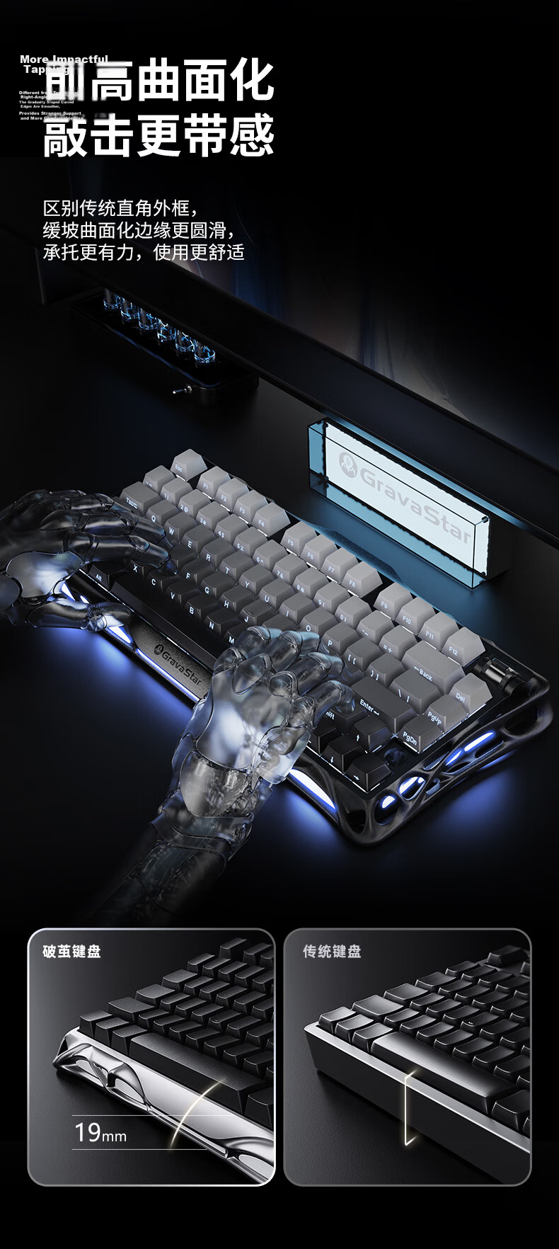 Gravity Planet Cocoon 75 Mechanical Keyboard Gaming Wireless Wired Bluetooth Tri-Mode Gasket Custom Side-Engraved Keyboard GS K1 Blue 6