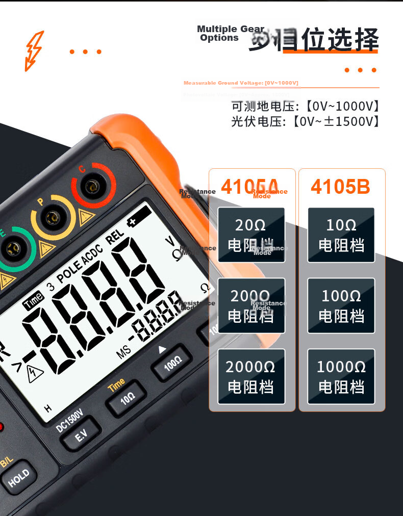 VICTOR Lightning Protection Ground Resistance Tester VC4105A Digital Earth Resistance Meter with Power Adapter 5