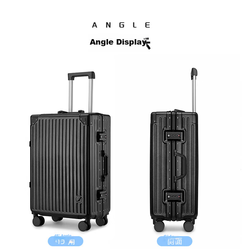 Baishikele Luggage, Aluminum Frame Suitcase for Men And Women, 28-Inch Travel Case, Large Capacity, Universal Wheels, Student Business Password Lock Leather Suitcase 18