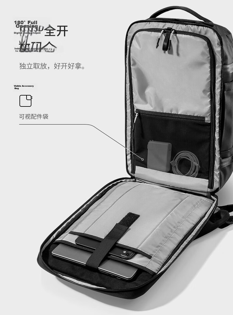 Tomtoc Large Capacity Men's Business Travel Backpack Carry-On Luggage 17.3-inch Laptop Bag 38L 7