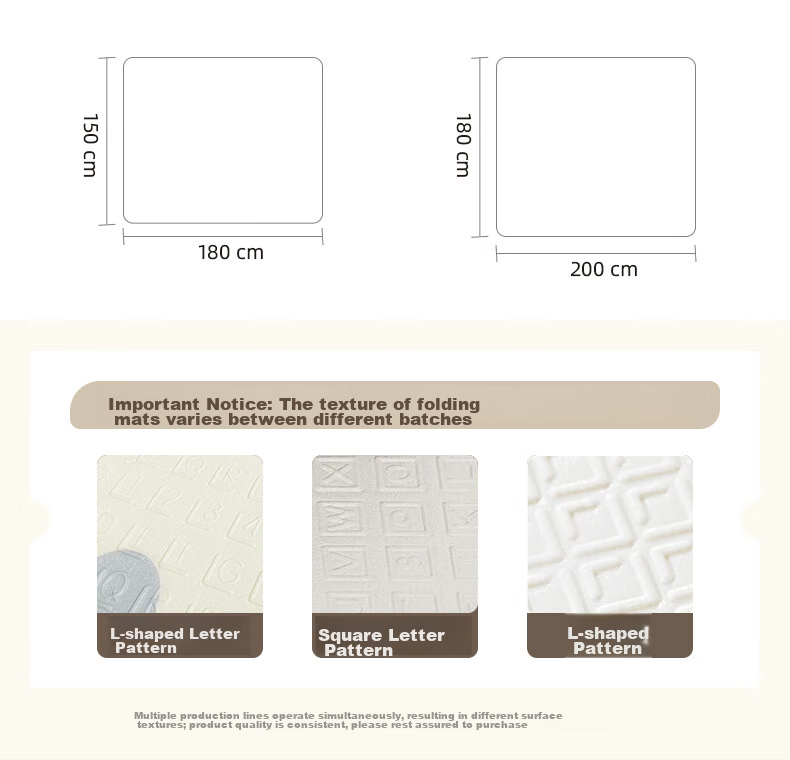 Babamama XPE Crawling Mat for Babies, Double-Sided Non-Slip Thickened 2cm Foldable Floor Mat 150*180 16