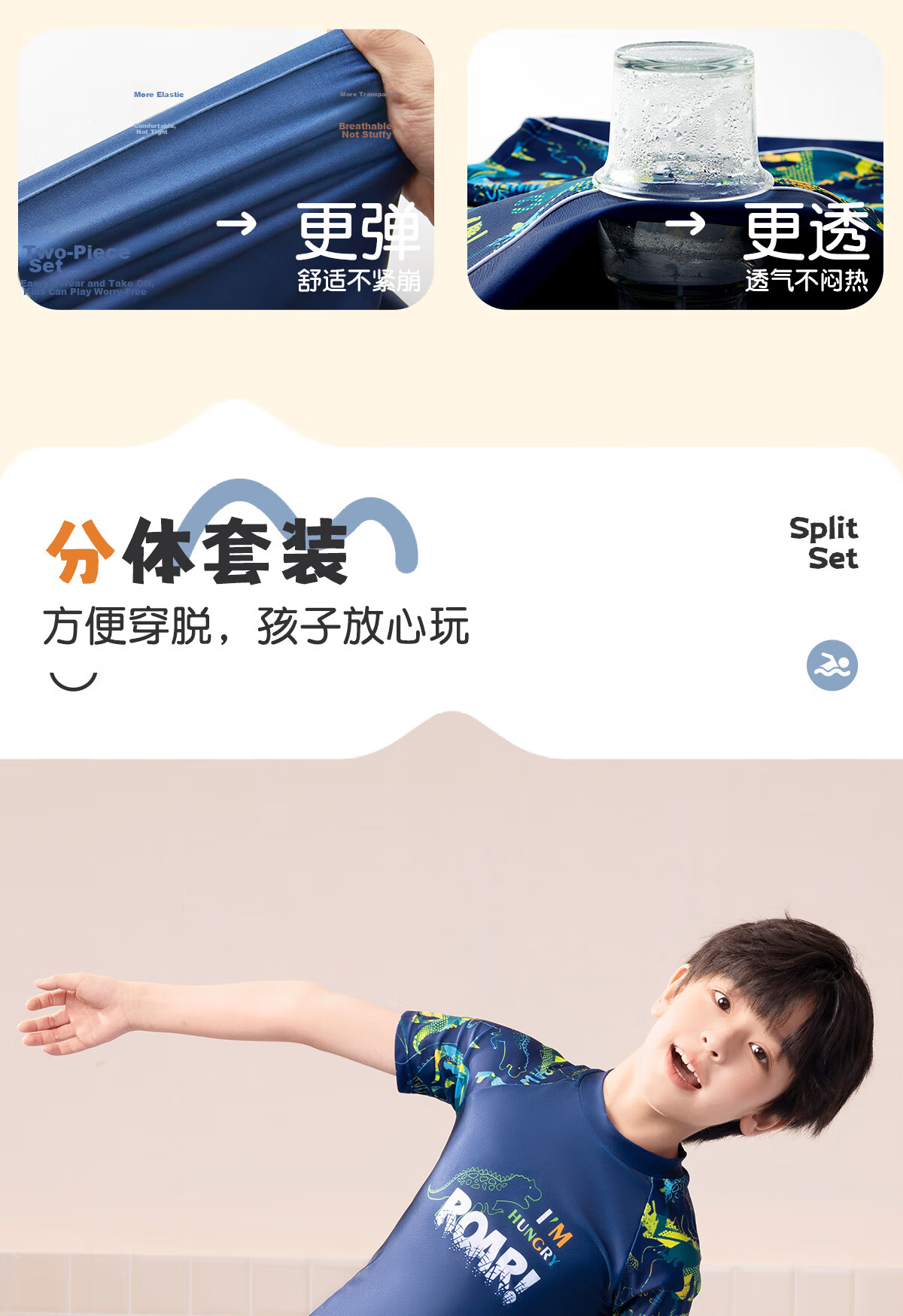 361° Children's Two-Piece Swimsuit, Baby Swimwear for Boys, Hot Spring Swimming Suit, Cartoon Cute Long-Sleeve Diving Suit 11