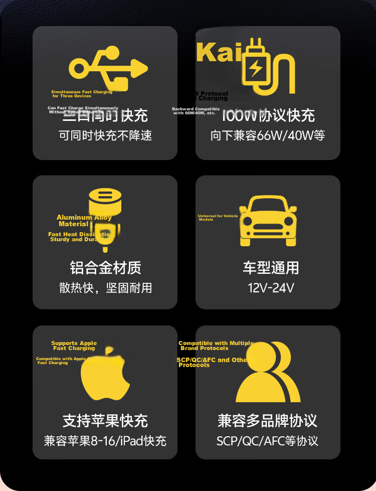 Newsmy Car Charger Super Fast Charging 3-in-1 Cigarette Lighter Adapter USB Port Type-C High Power Compatible with OPPO OnePlus VO Huawei Xiaomi Apple 17W 3
